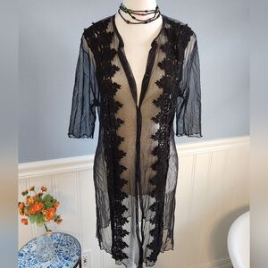 Sheer Mesh and Lace Robe